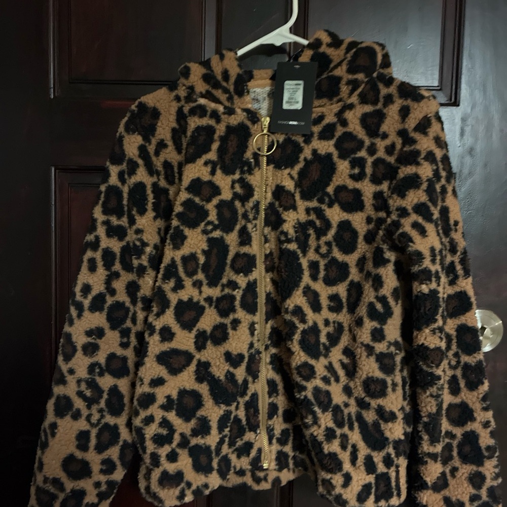 Fashion Nova Leopard Print Puffer Jacket